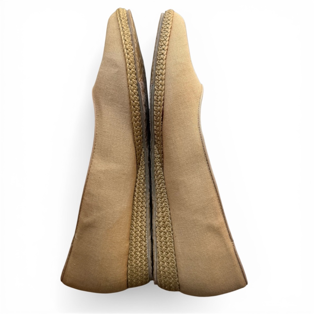 Beacon Tan Linen Espadrille Wedge Ballet Flats Career Wear Comfort Sz 12M Shoes - Picture 5 of 10